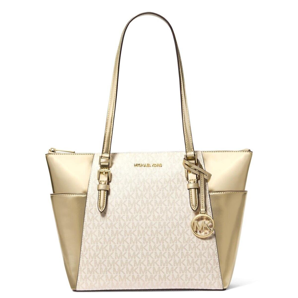 Michael Kors Charlotte Large Top-zip Tote Bag Pale Gold (Signature Logo)
