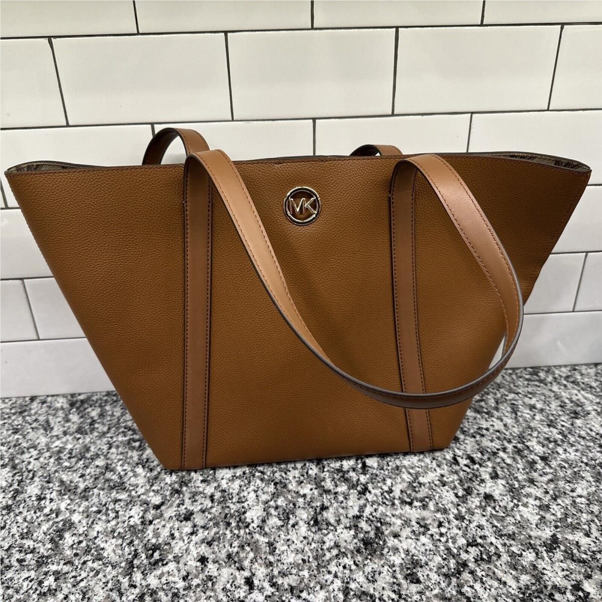 Michael Kors Hadleigh Large Double Handle Leather Tote Bag Luggage Leather