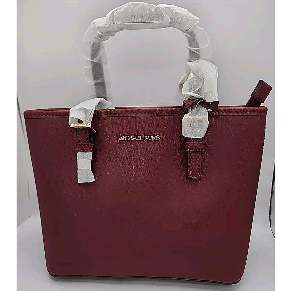 Michael Kors Jet Set Travel Logo Top Zip Tote Bag Sangria 7.5 H x11 Wx4 D