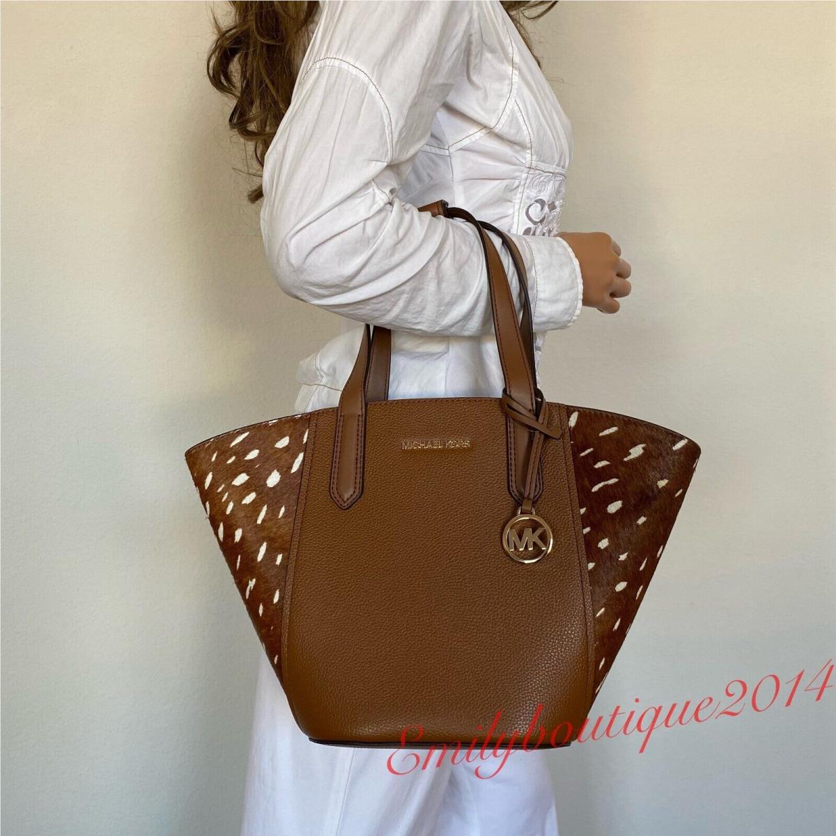 Michael Kors Portia Small Tote Brown Luggage Leather Haircalf Bag