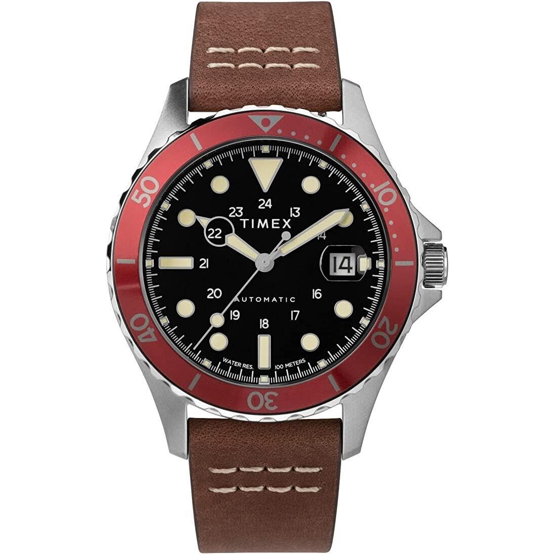 Timex Men`s TW2U9900ZV Navi XL Automatic Watch W/reddish Brown Leather Band