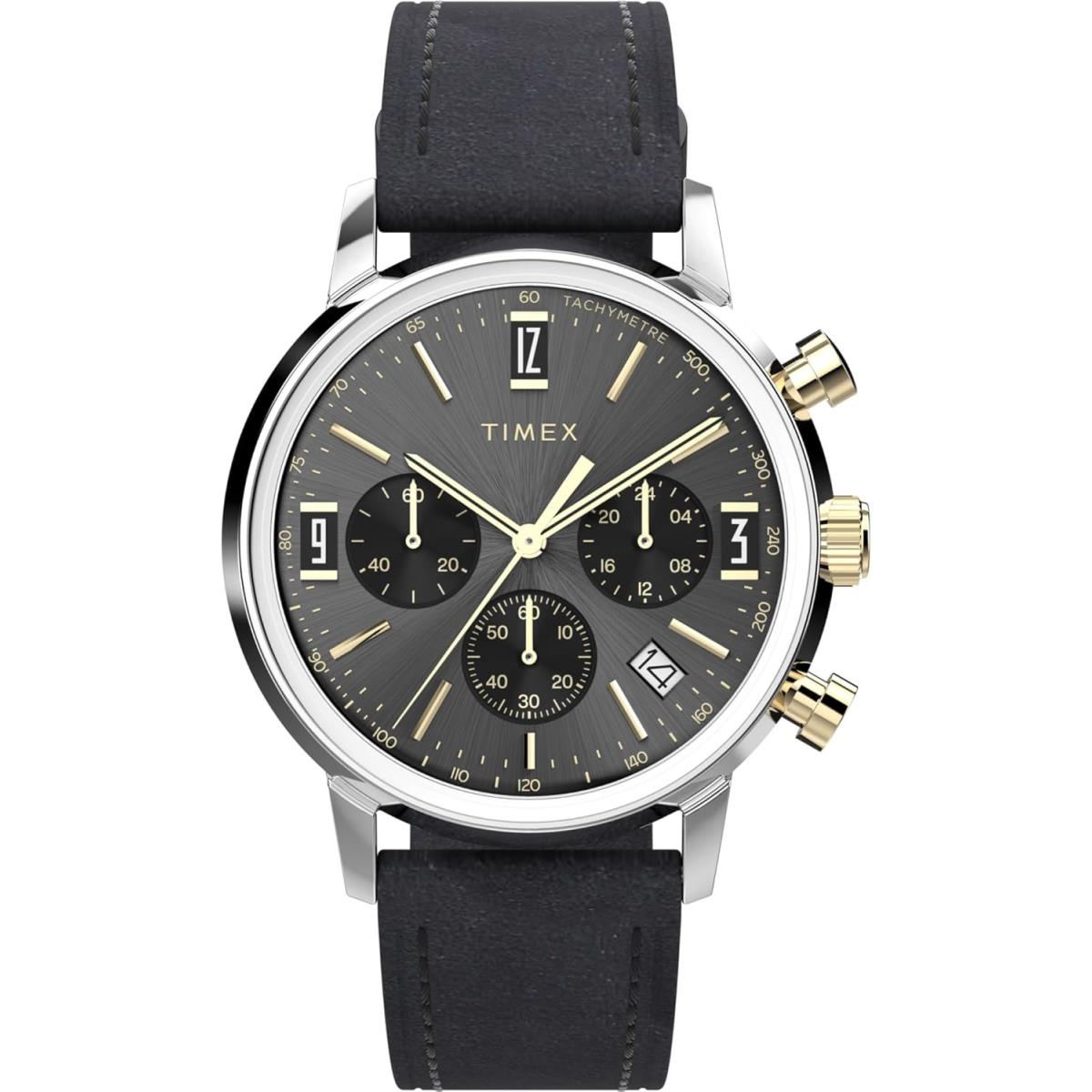 Timex Men`s Marlin 40Mm Watch - Black Strap Black Dial Stainless Steel Case