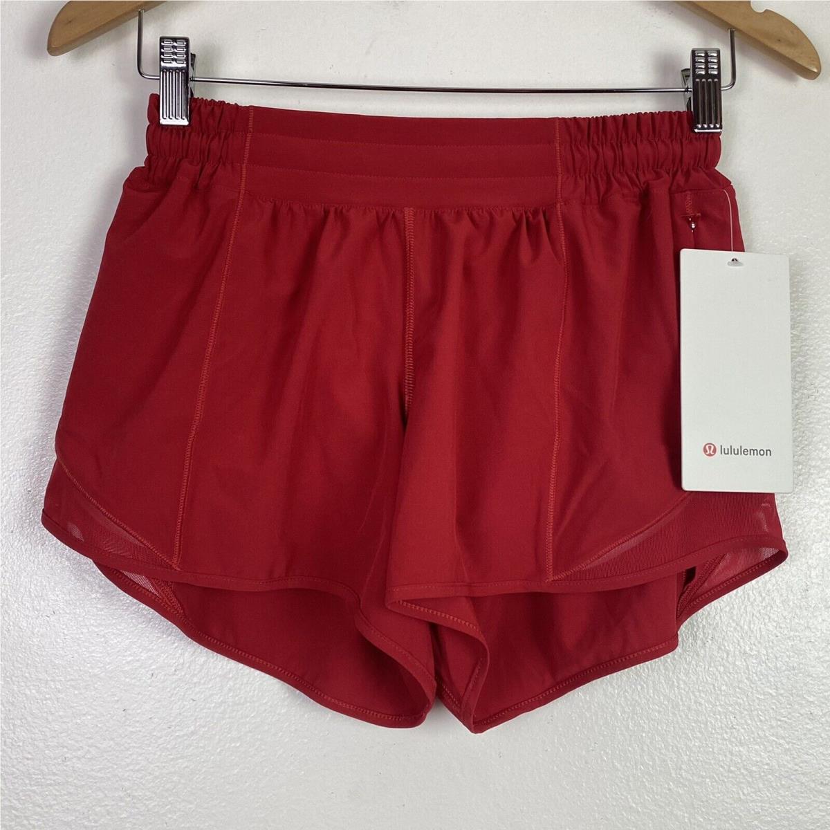 Lululemon Hotty Hot LR Low Rise Short 4 Lined Dark Red Size 6 LW7AVGT