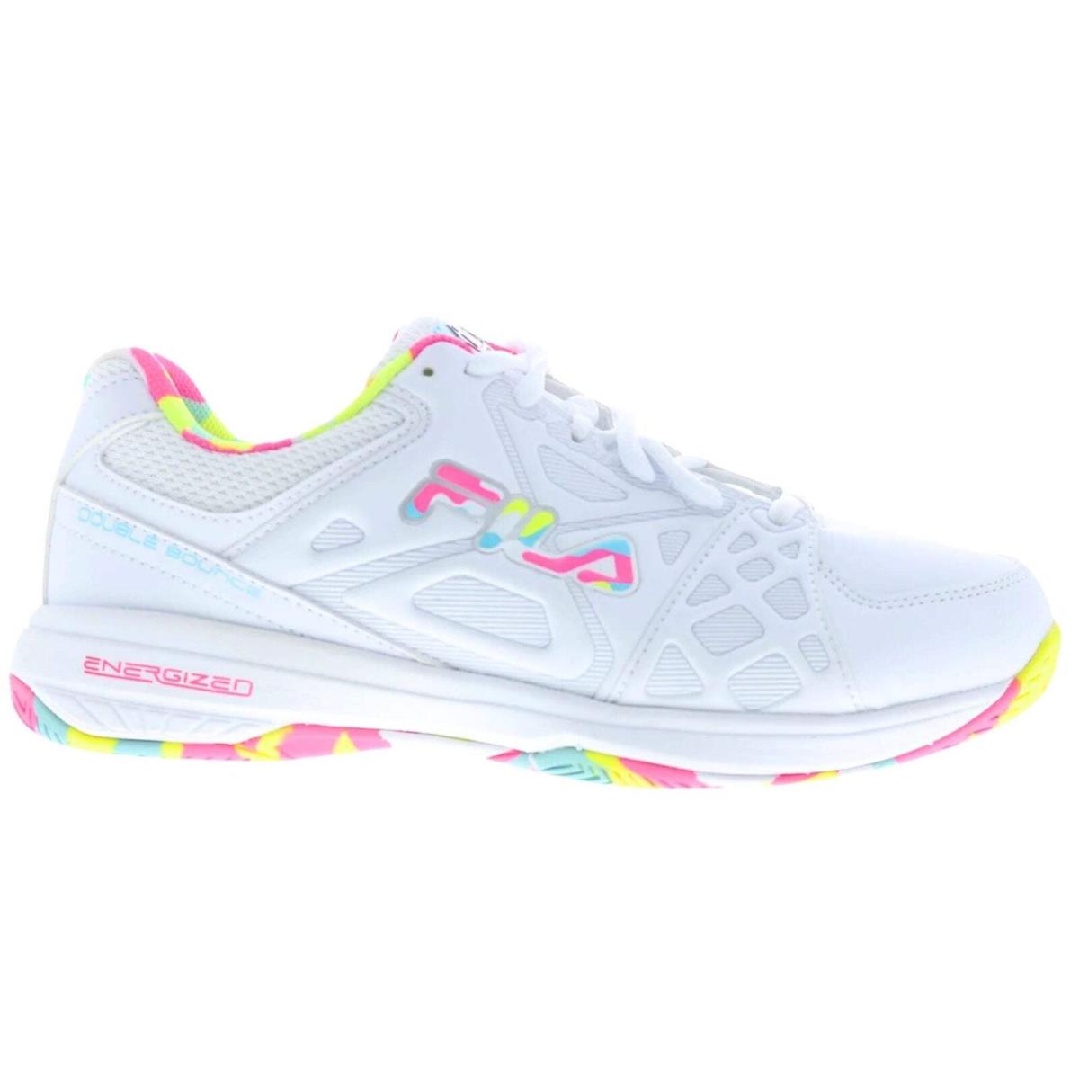 Fila Women`s 5PM00605 199 Double Bounce 3 White Multi Pickleball Shoes