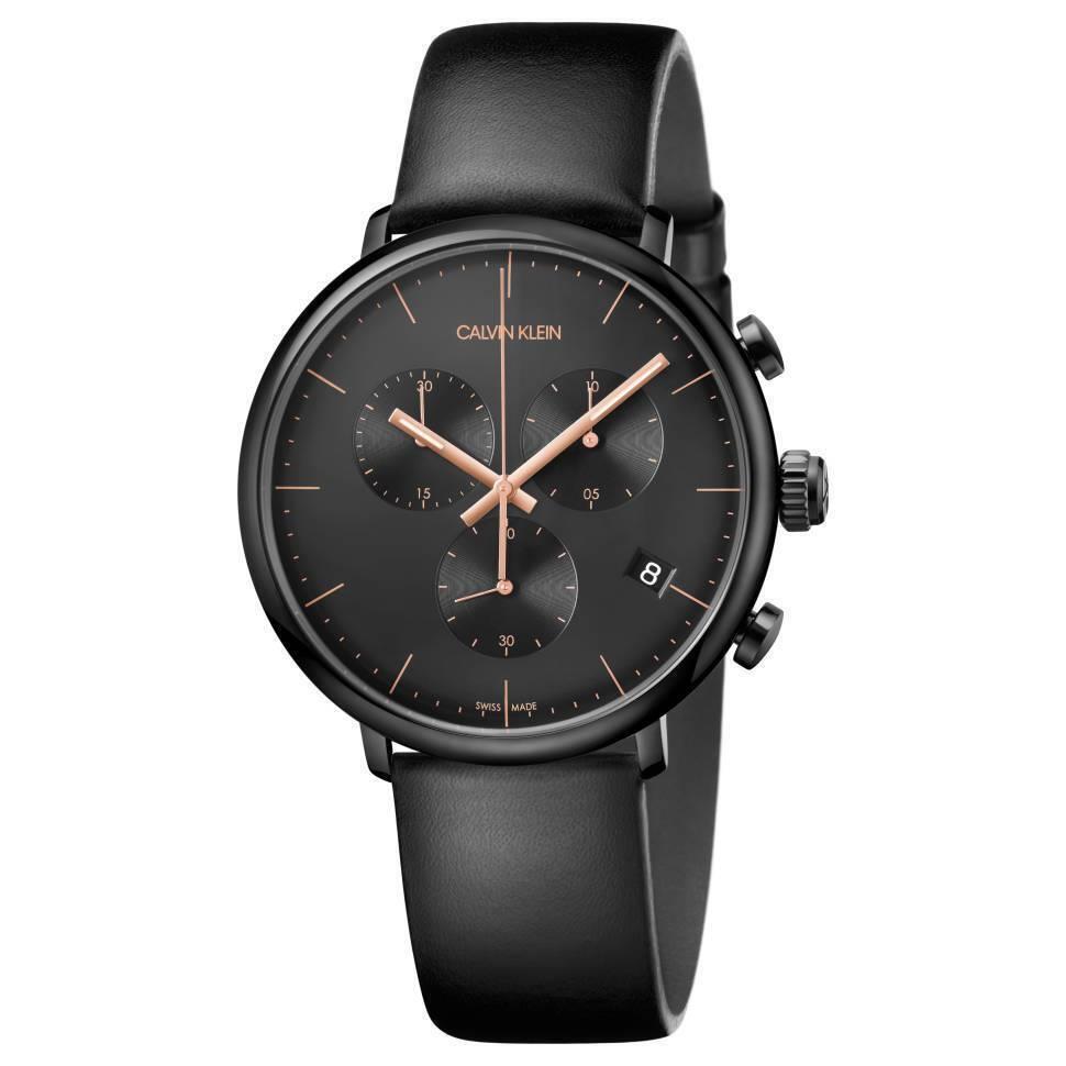 Calvin Klein High Noon Leather Ladies Watches - Black K8M274CB
