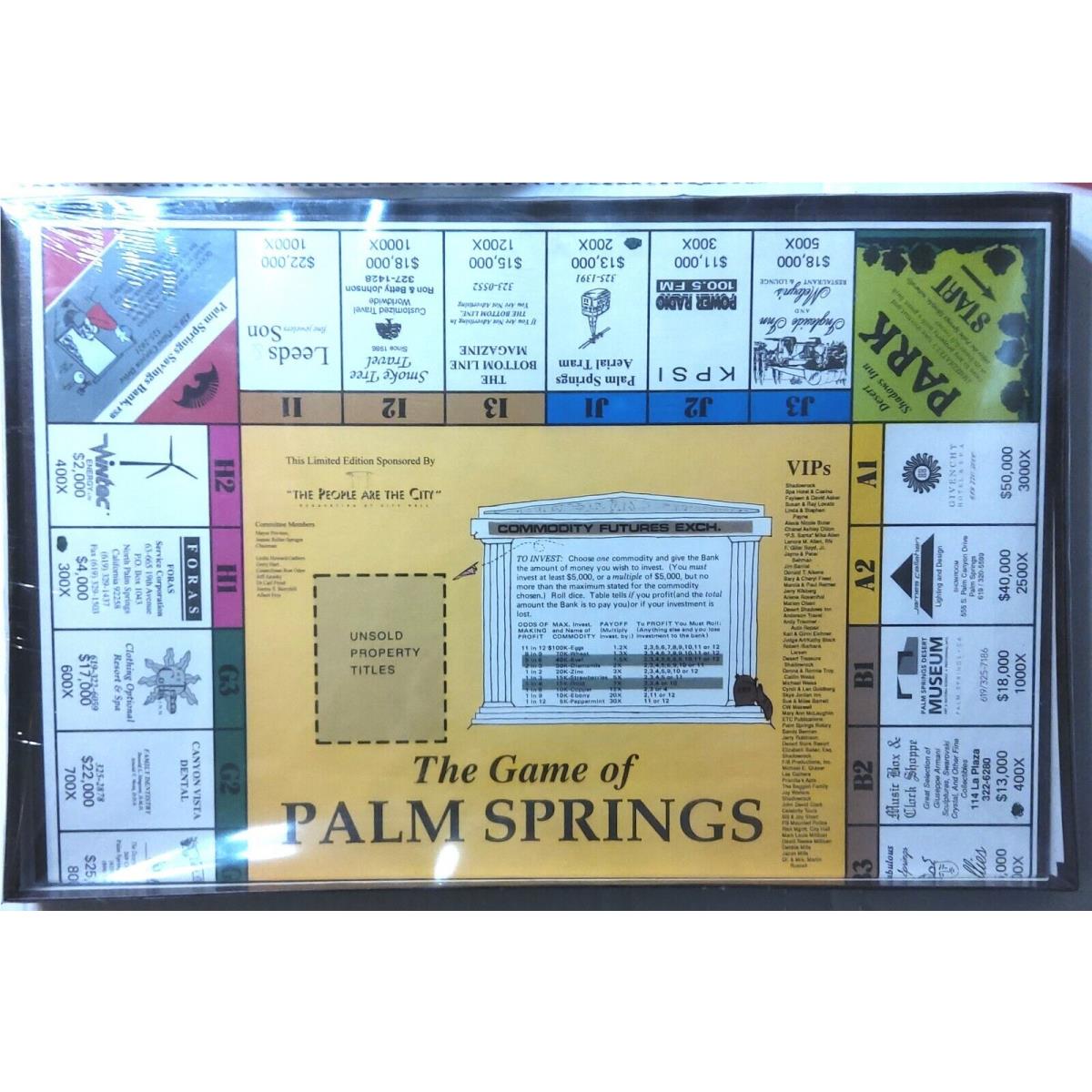 The Game of Palm Springs Monopoly Type Board Game Vintage Collectors
