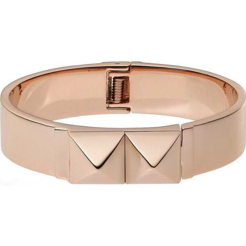 Michael Kors MKJ2910791 Signed Rose Gold Pyramid Hinged Bangle Bracelet