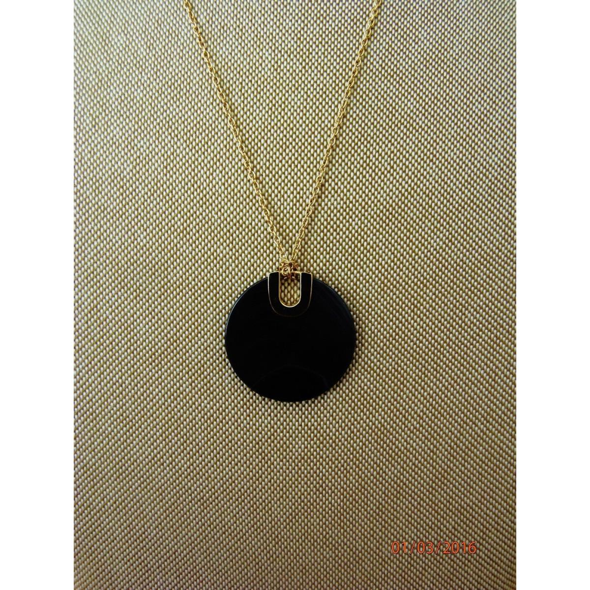 Michael Kors Gold Tone Black Agate Pendant