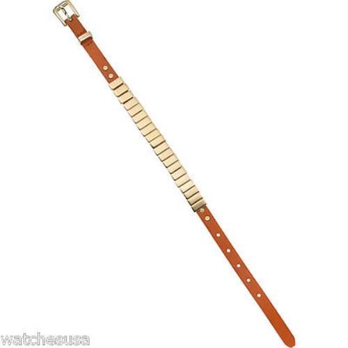 Michael Kors Gold-tone Orange Leather Wrap Bracelet MKJ2356