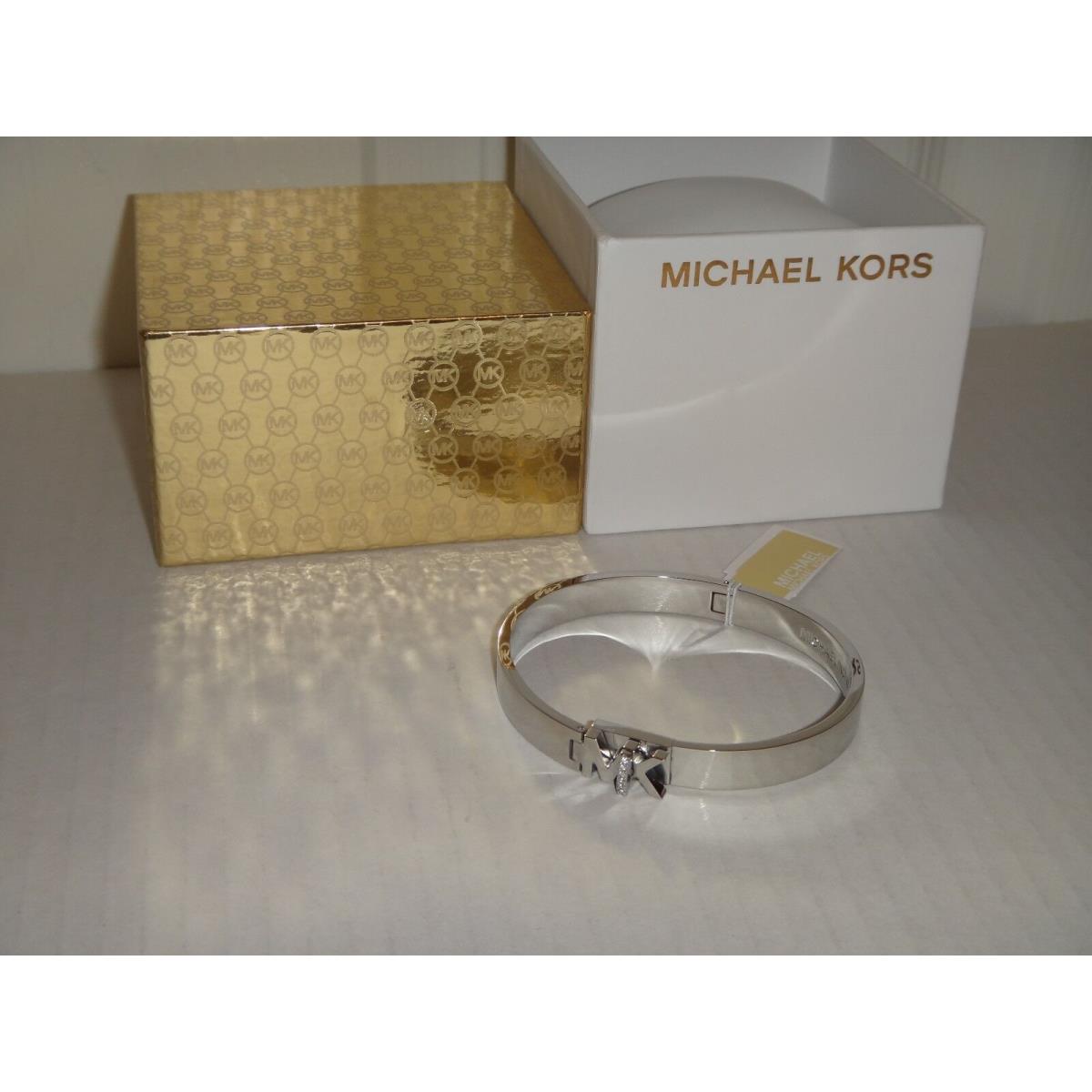 Michael Kors Haute Hardware Silver S/steel Bangle Bracelet MKJ6837040 + MK Box