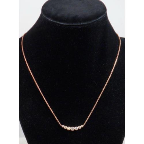 Michael Kors Park Avenue Rose Gold Insert Pendant Necklace Crystals MKJ4954791