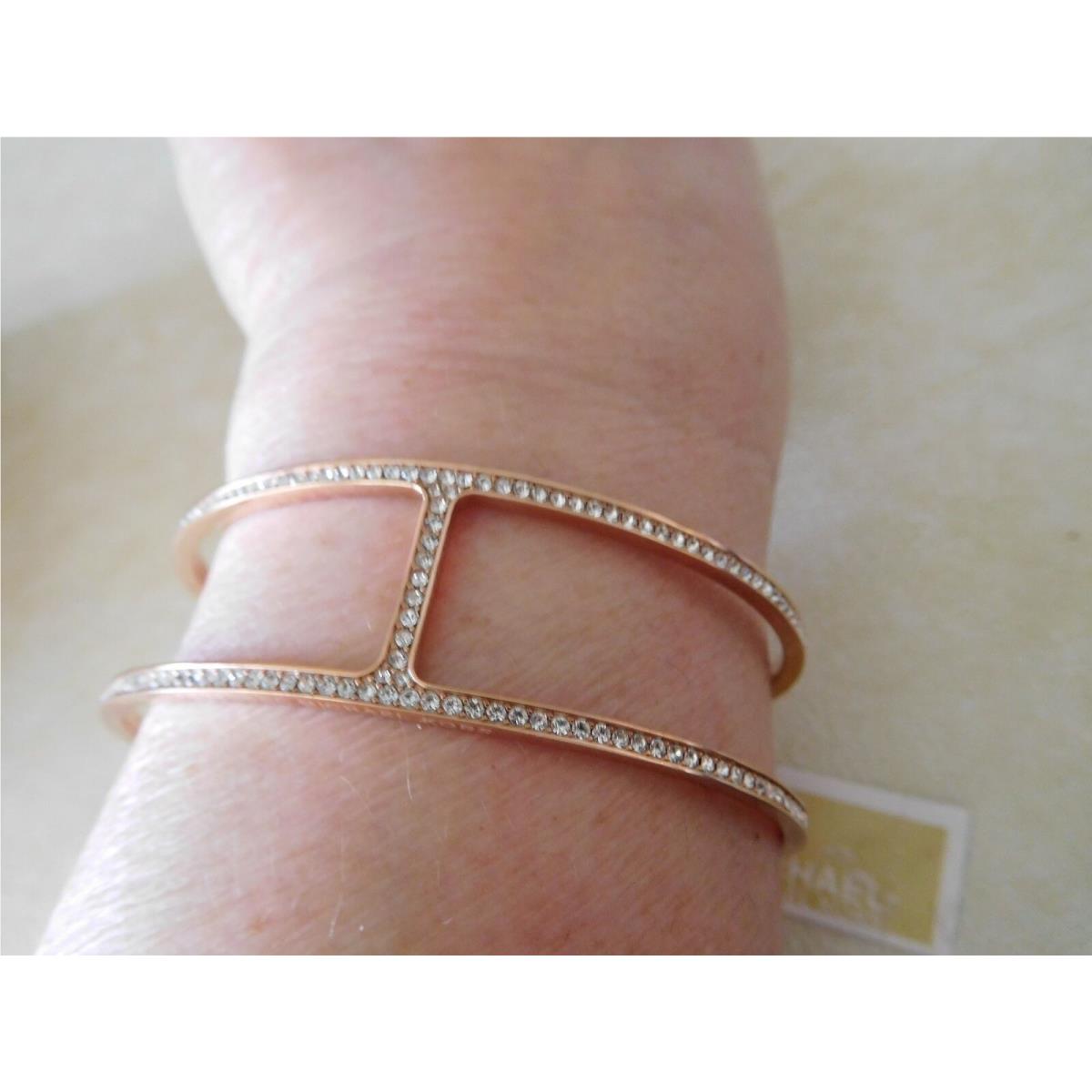 Michael Kors Heritage Maritime Rose Gold Tone Cuff Bracelet/ Pave Stones