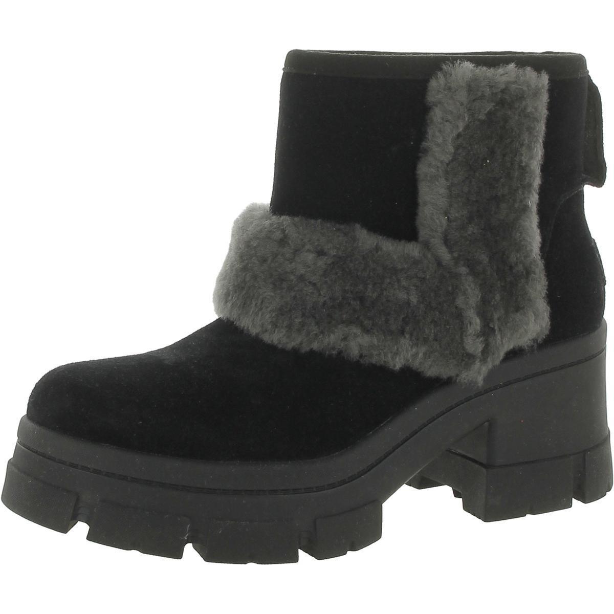 Ugg Womens Brooklyn Sunburst Suede Block Heel Ankle Boots Shoes Bhfo 4064 Black