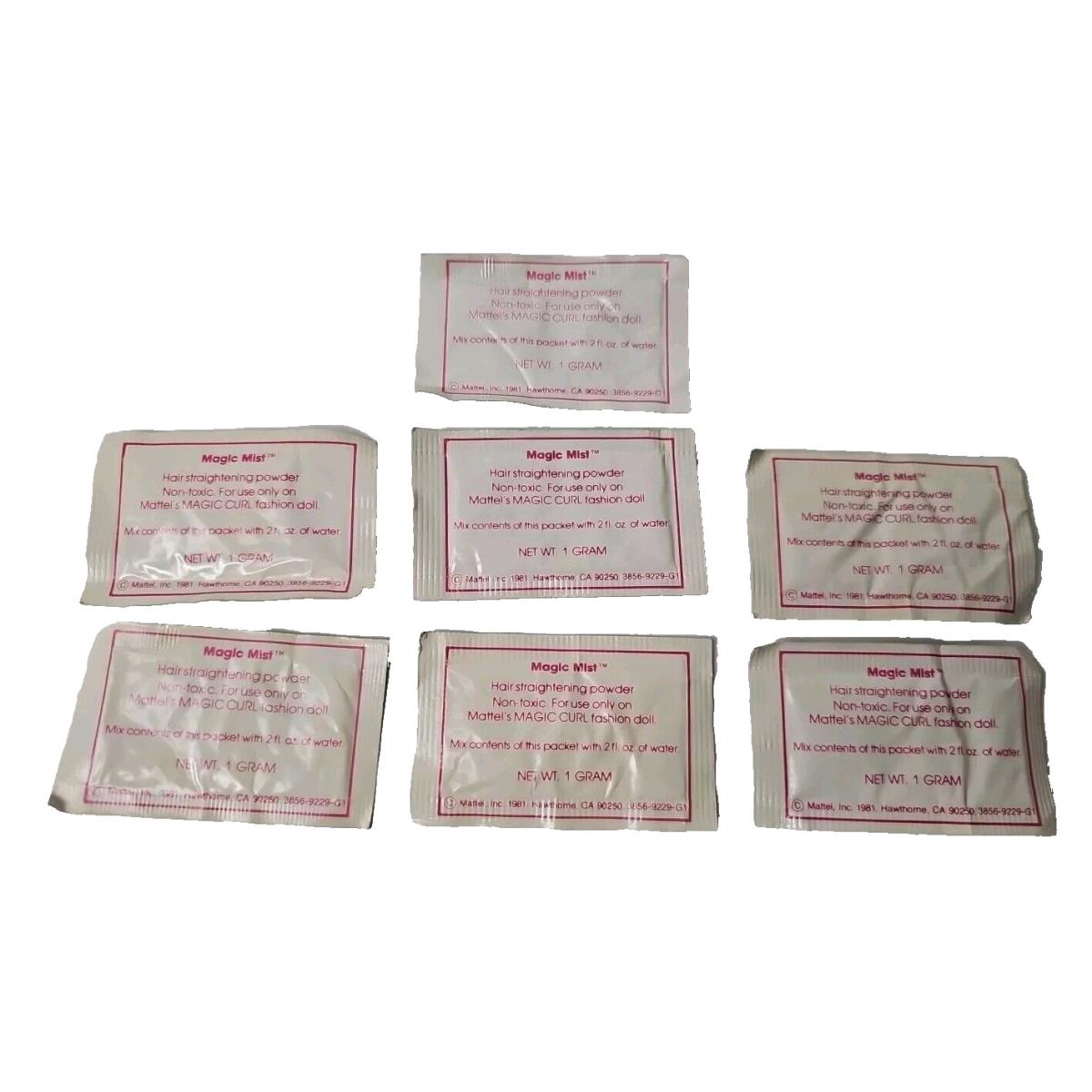 7x Vtg 1981 Magic Mist Hair Straightener Powder Packets For Magic Curl Barbie