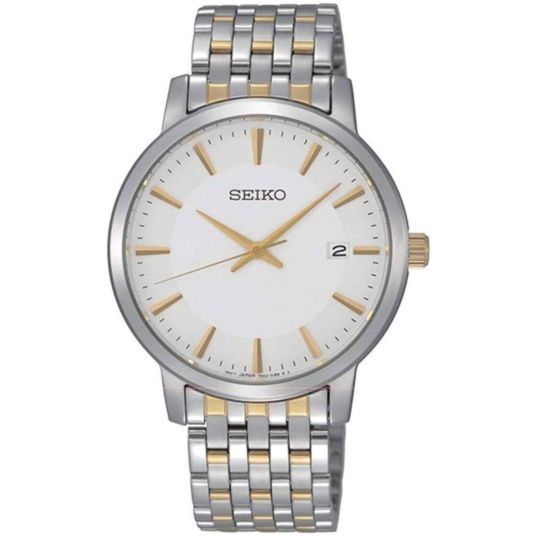Seiko Men`s SGEF91 White Dial Two Tone Stainless Steel Bracelet Quartz Watch
