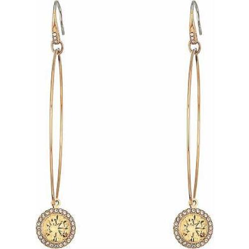 Michael Kors Rose Gold Tone Pave Crystals Charm Hoop Earrings MKJ1964