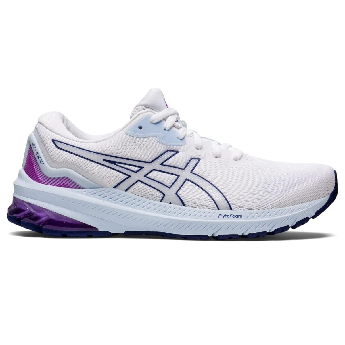 Asics Women`s GT-1000 11 Running Shoes 7.5 White/dive Blue