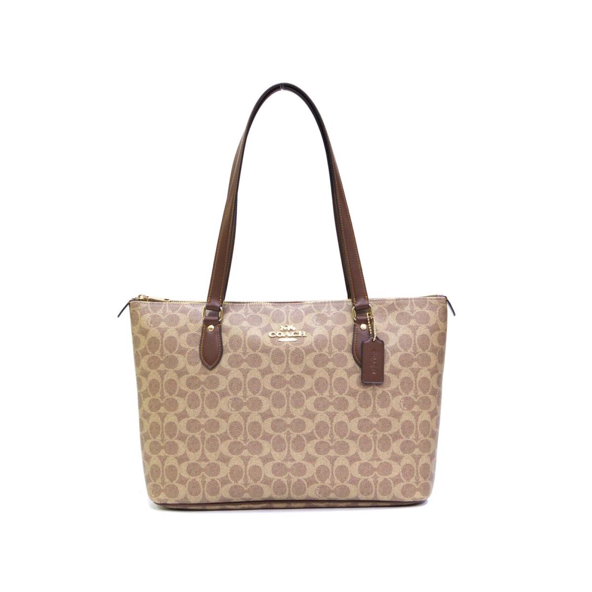 Coach Gallery Tote Bag In Signature Canvas - Tan/black