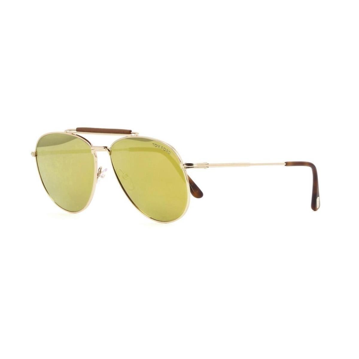 Tom Ford Sean TF334 28G Aviator Unisex Sunglasses Shiny Rose Gold Mirrored