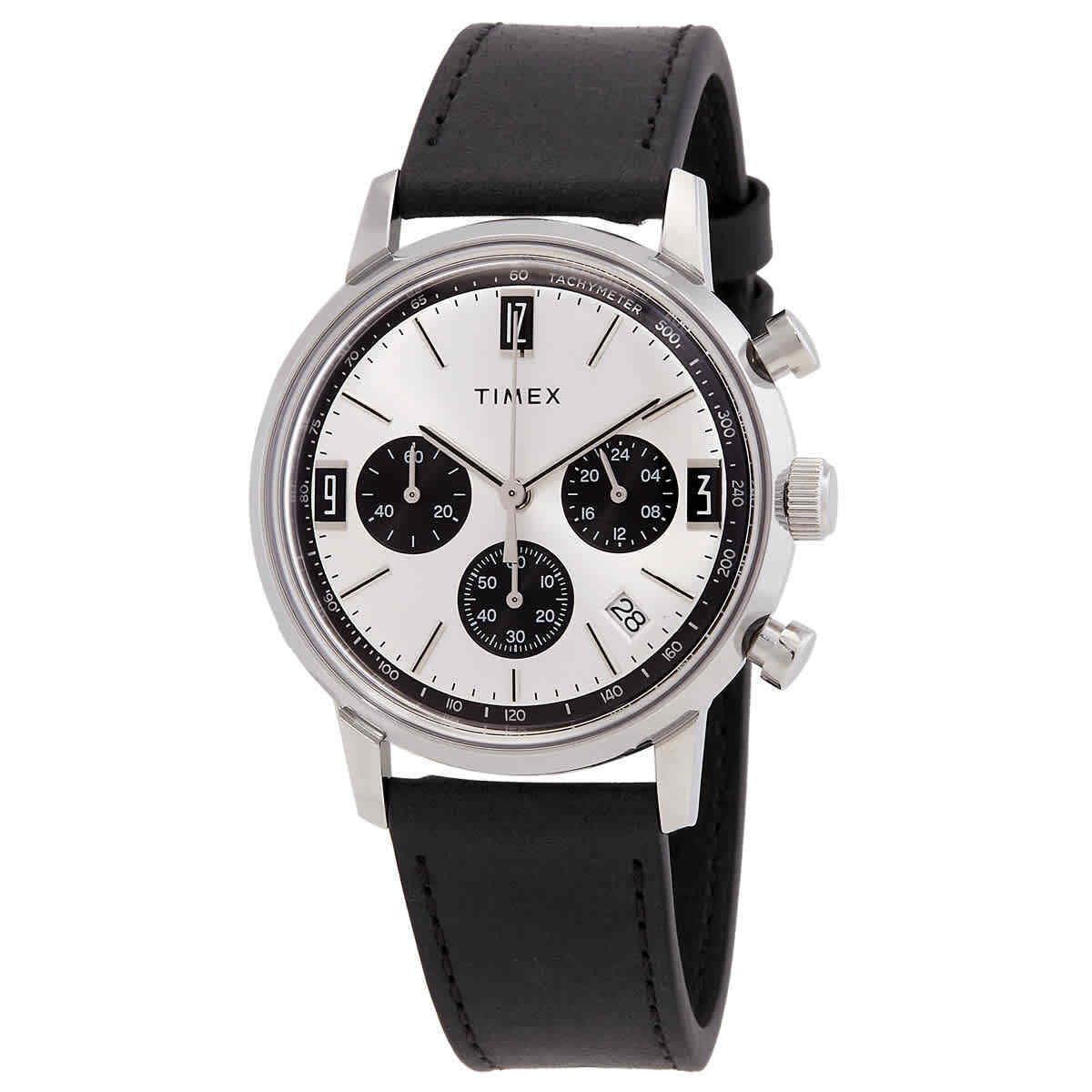 Timex Marlin Chronograph Quartz Silver Dial Men`s Watch TW2W10300