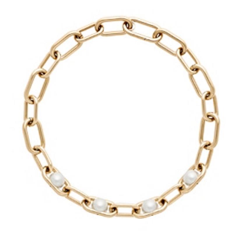 Michael Kors White Pearl Link Yellow Gold Chain Necklace MKJ6982710 + MK  Box | 796483356504 - Michael Kors jewelry - Yellow Gold | Fash Direct