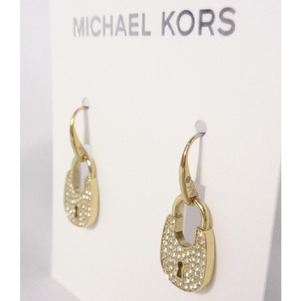 Michael Kors Heritage Gold Tone Pave Crystals Padlock EARRINGS-MKJ4889