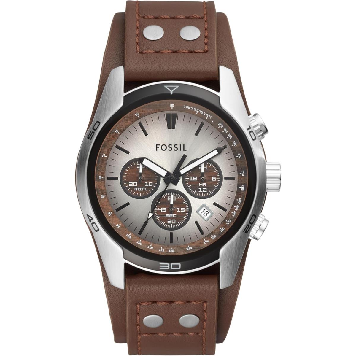 Coachman Men`s Watch with Leather Bracelet Cuff Brown by Fossil