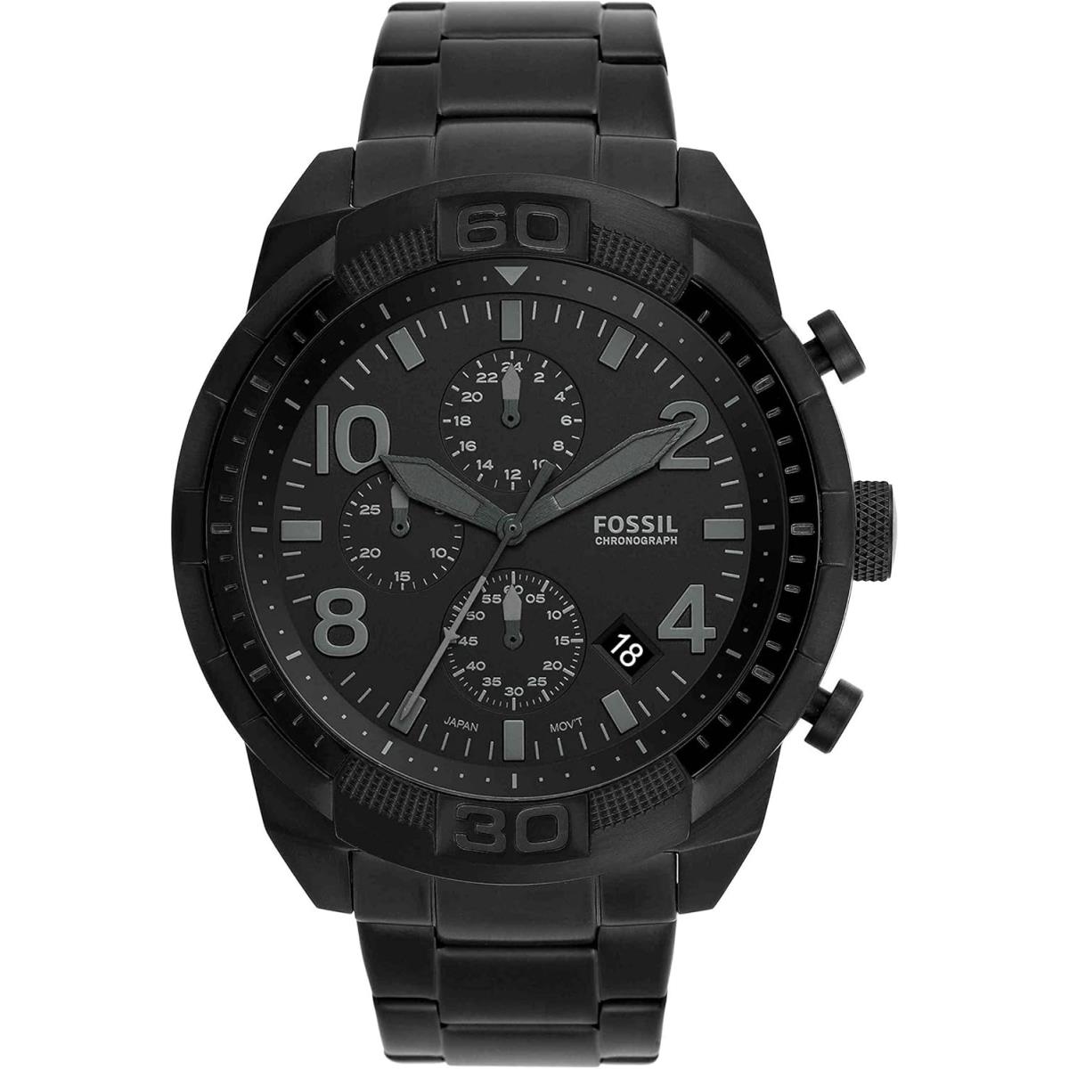 Bronson Men`s Watch with Stainless Steel Bracelet or Leather Band Black 50Mm by Fossil