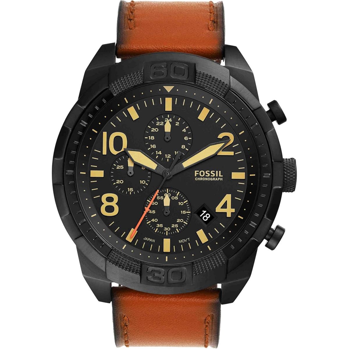 Bronson Men`s Watch with Stainless Steel Bracelet or Leather Band Black, Brown by Fossil