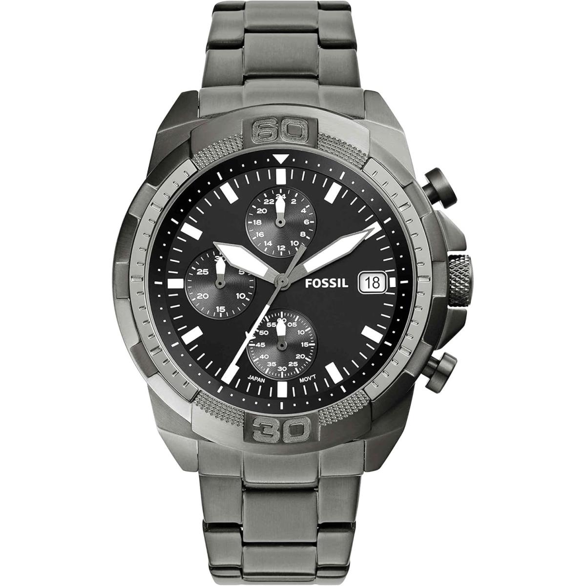 Bronson Men`s Watch with Stainless Steel Bracelet or Leather Band Smoke, Smoke by Fossil