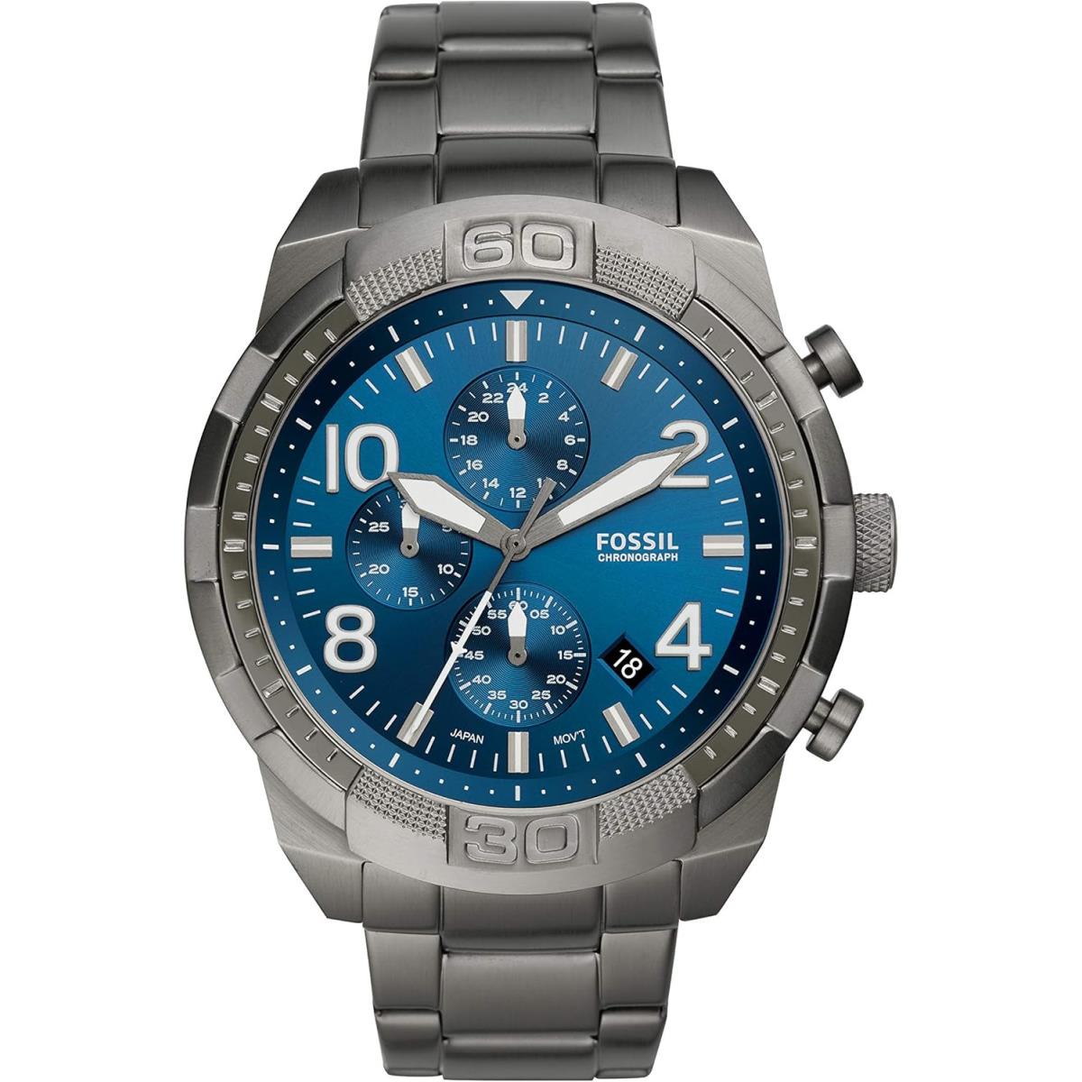 Bronson Men`s Watch with Stainless Steel Bracelet or Leather Band Smoke by Fossil