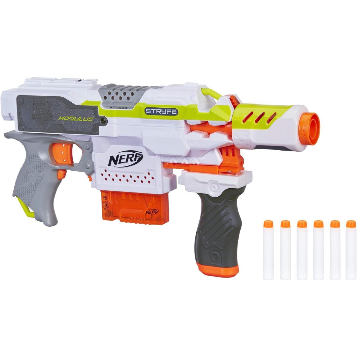 Nerf Modulus Stryfe Motorized Blaster - Fires 6 Darts in a Row - Includes Drop G