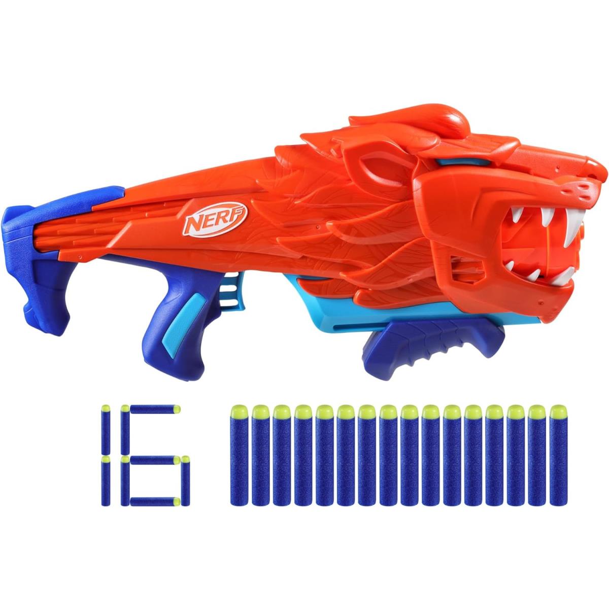 Nerf Wild Lionfury Easy Play Dart Blaster Lion 16 Nerf Elite Darts Toy Gift