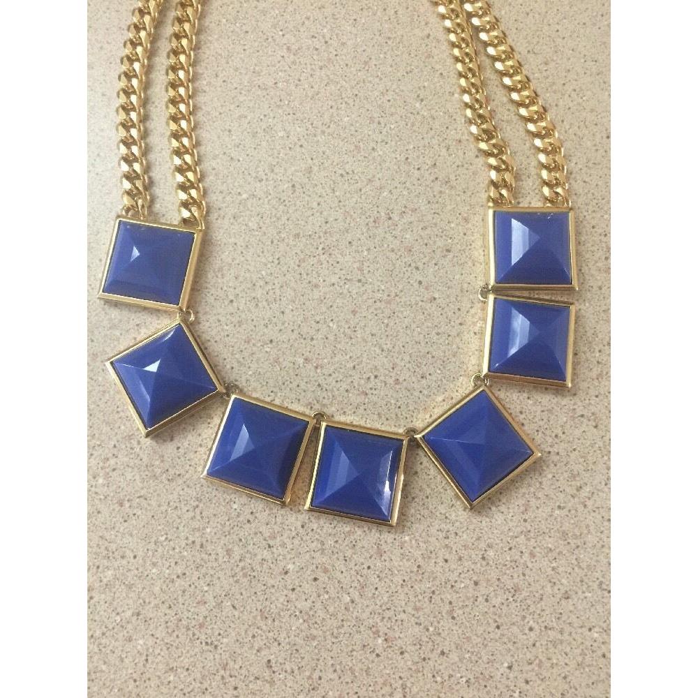 Michael Kors MKJ2982 Gold Blue Pyramid Double Chain Necklace MKJ2982710