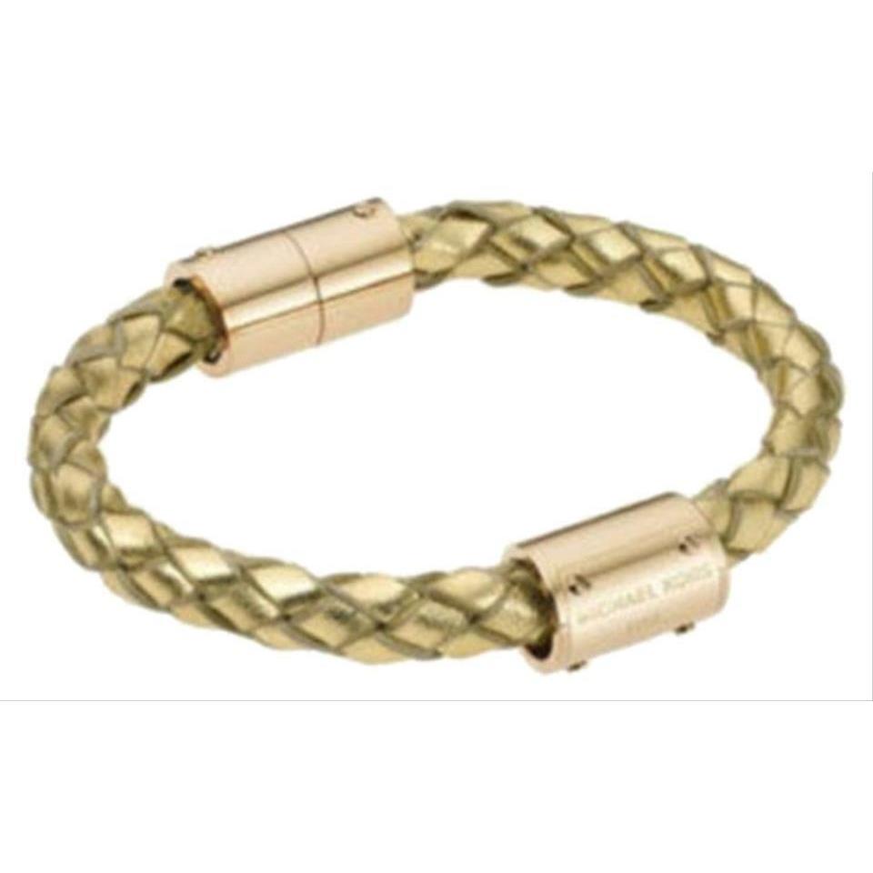 Michael Kors Gold Tone Tips Metallic Gold Braided Leather BRACELET-MKJ2651