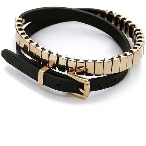 Michael Kors Gold-tone Black Leather Wrap Bracelet MKJ2634