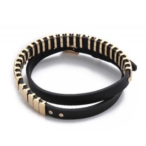 Michael Kors Gold-tone Black Leather Wrap Bracelet MKJ2634