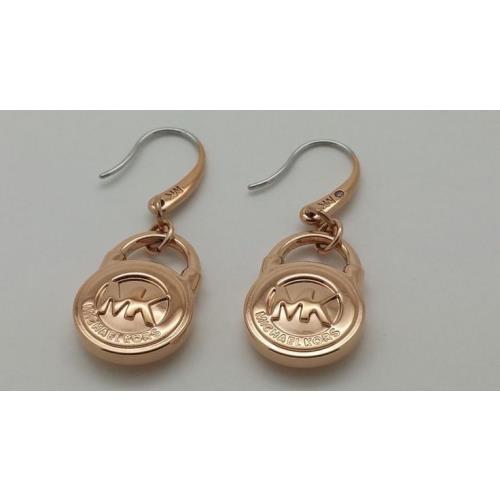 New-michael Kors Rose Gold Tone MK Pad Lock Drop Earrings MKJ2959