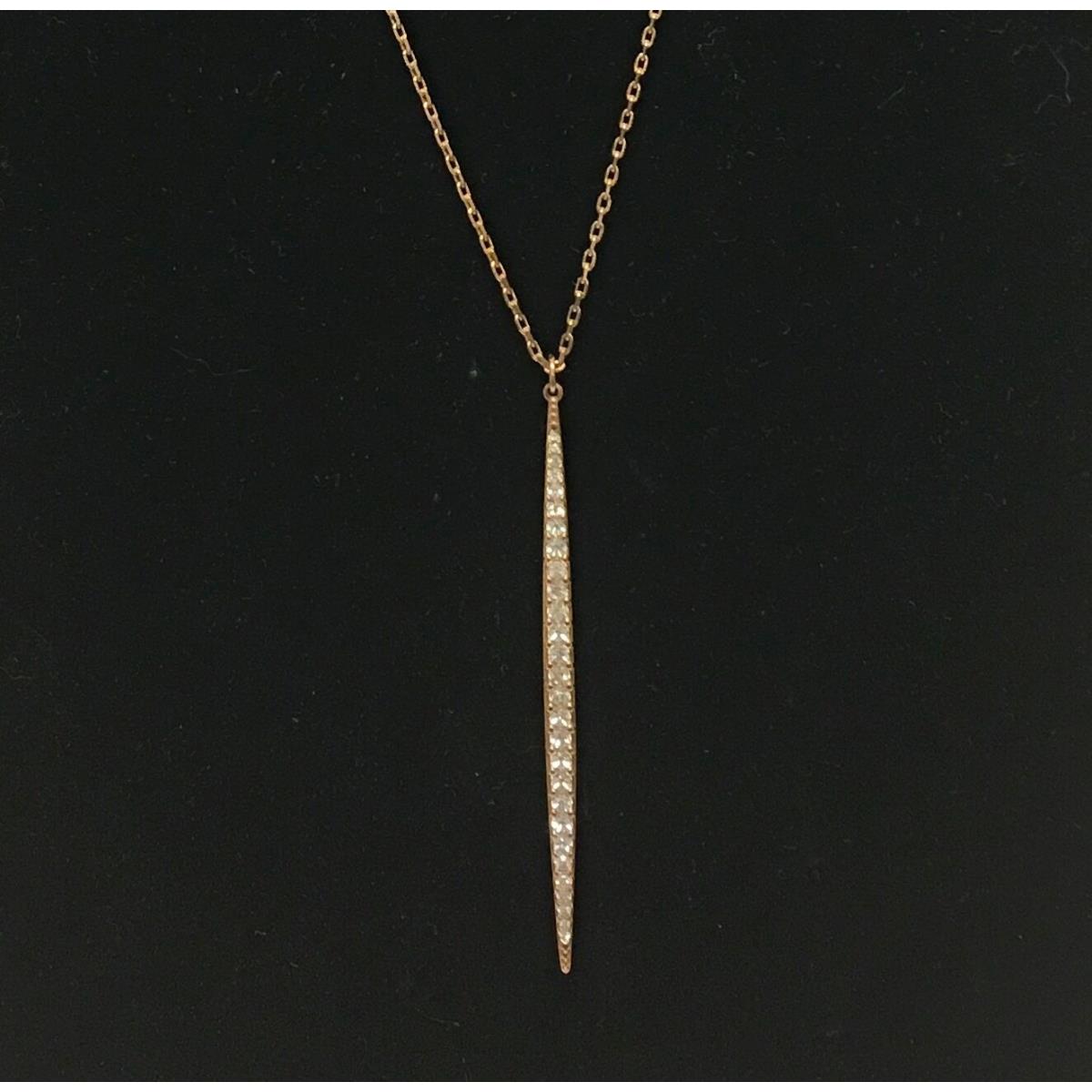 Michael Kors Rose Gold Tone Chain Crystal Matchstick Charm Necklace MKJ3520