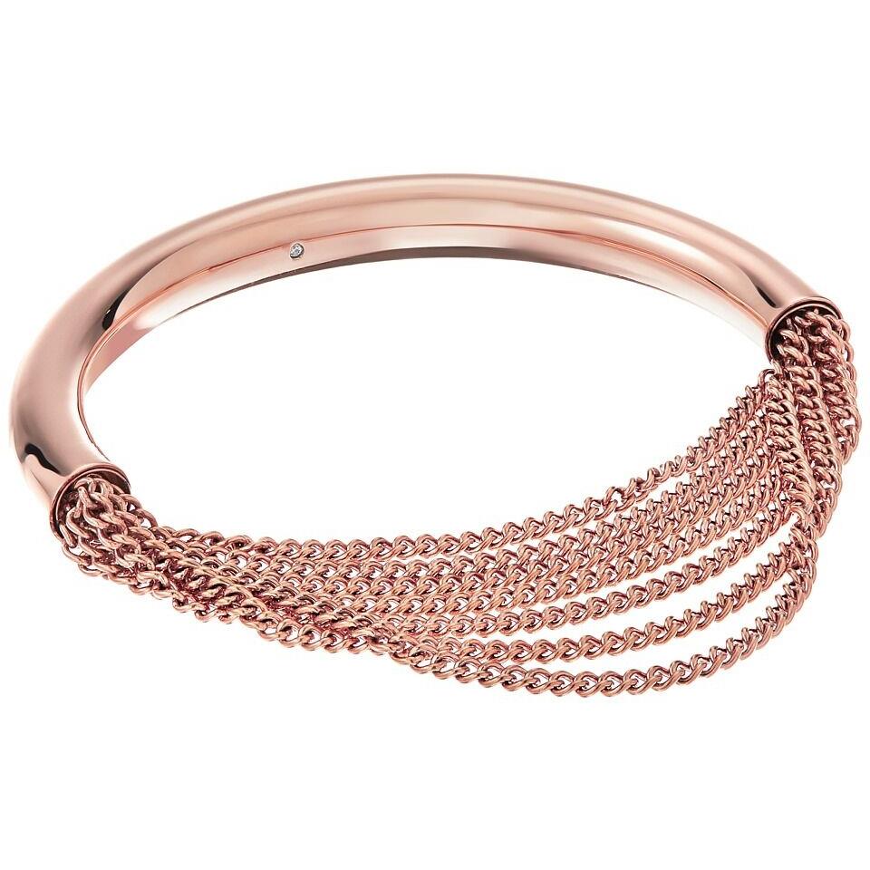 Michael Kors Rose Gold Tone Crystals Fringe Draped Chains Bracelet MKJ5789