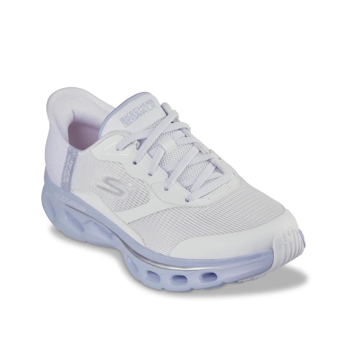 Woman`s Athleisure Skechers Go Walk Glide Step 2.0 Belah Sneaker - White/Purple