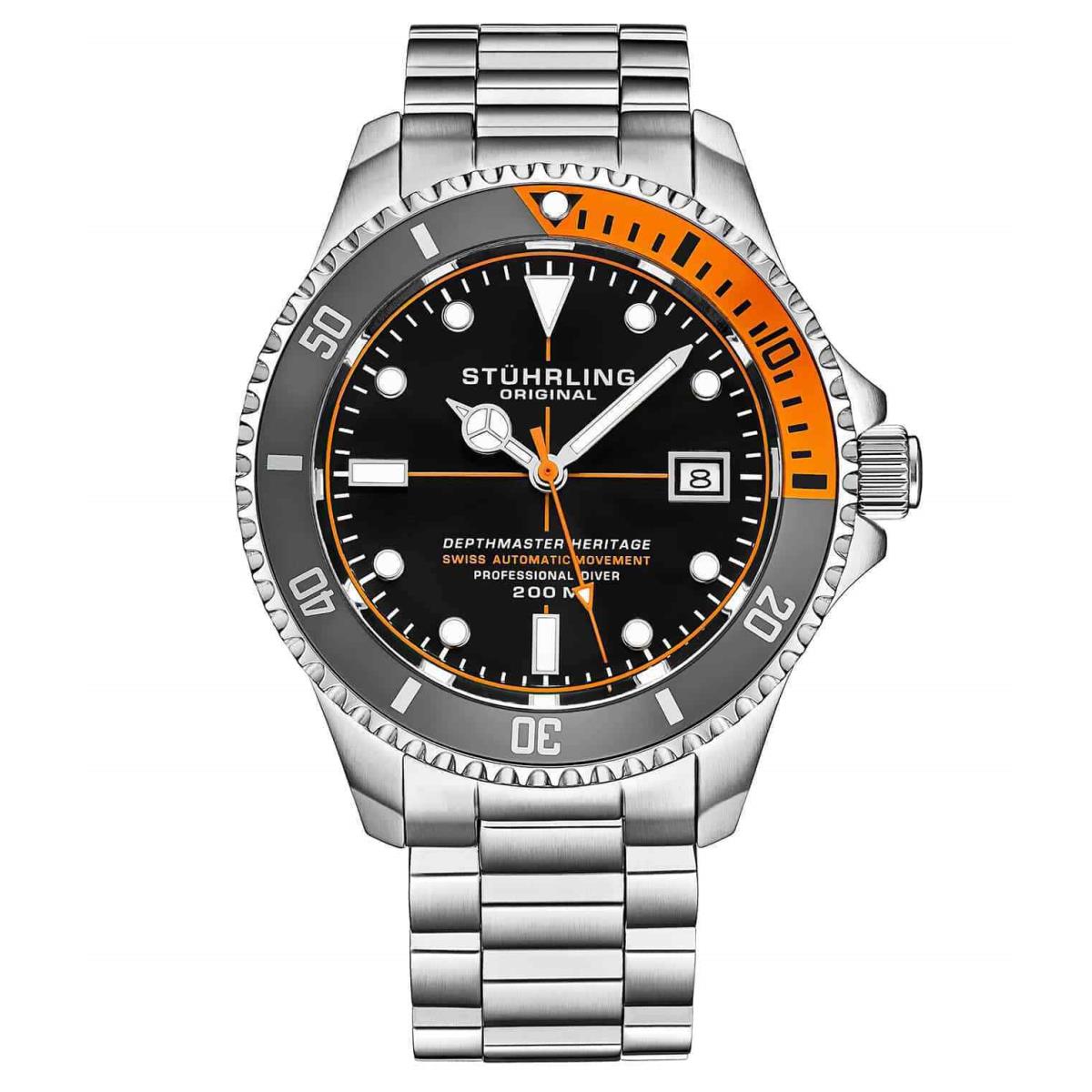 Stuhrling 883H 02 Depthmaster Automatic Diver Stainless Steel Mens Watch