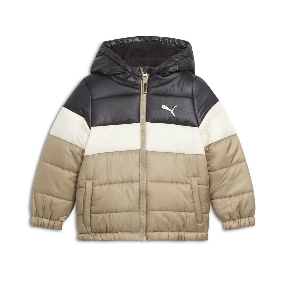 Puma Colorblocked Full Zip Puffer Jacket Youth Boys Brown Casual Athletic Outerw