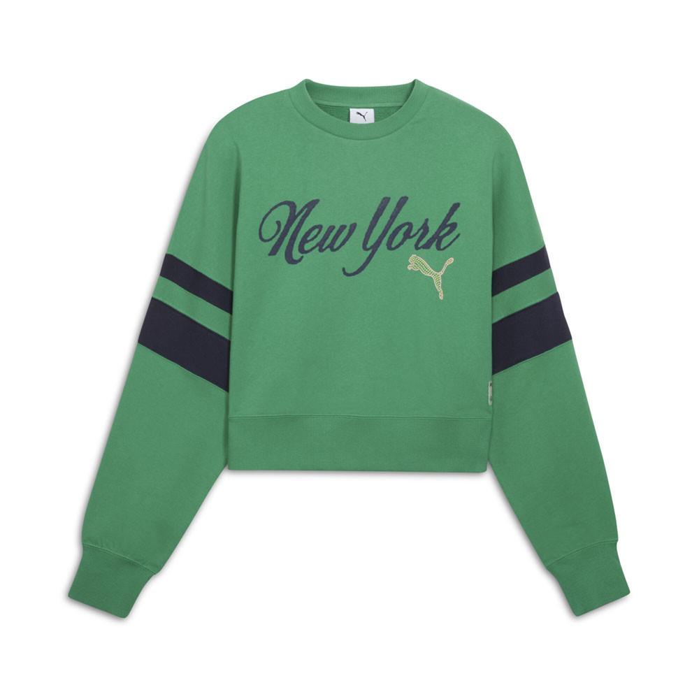 Puma Wardrobe Essantials Bright Lights Crew Neck Sweatshirt Womens Green 631371