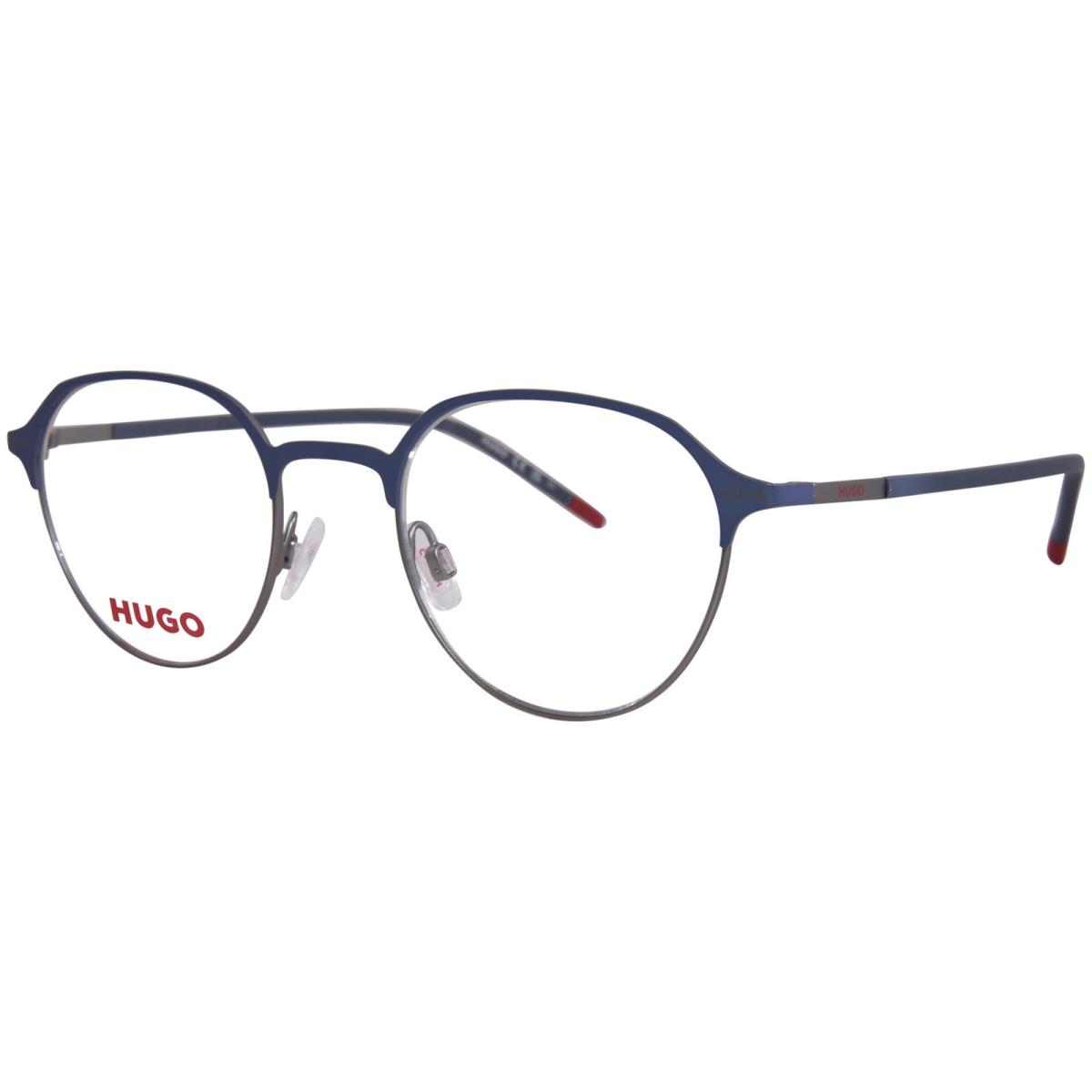 Hugo Boss HG-1234 Dty Eyeglasses Men`s Blue Ruthenium Full Rim Oval Shape 49mm