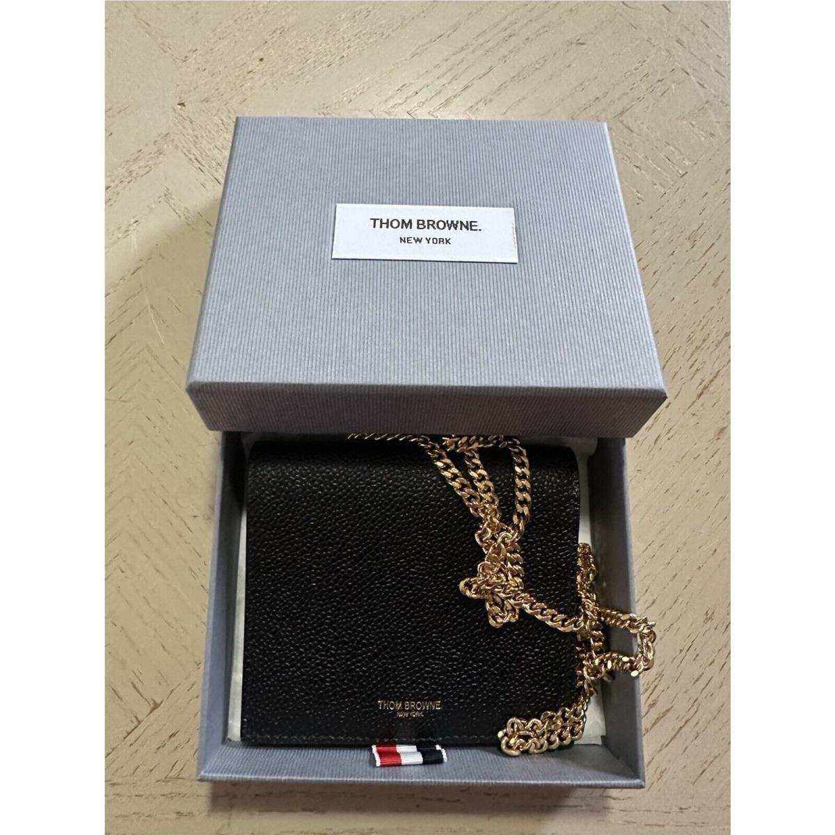 Women s Leather Wallet On Chain Black by Thom Browne