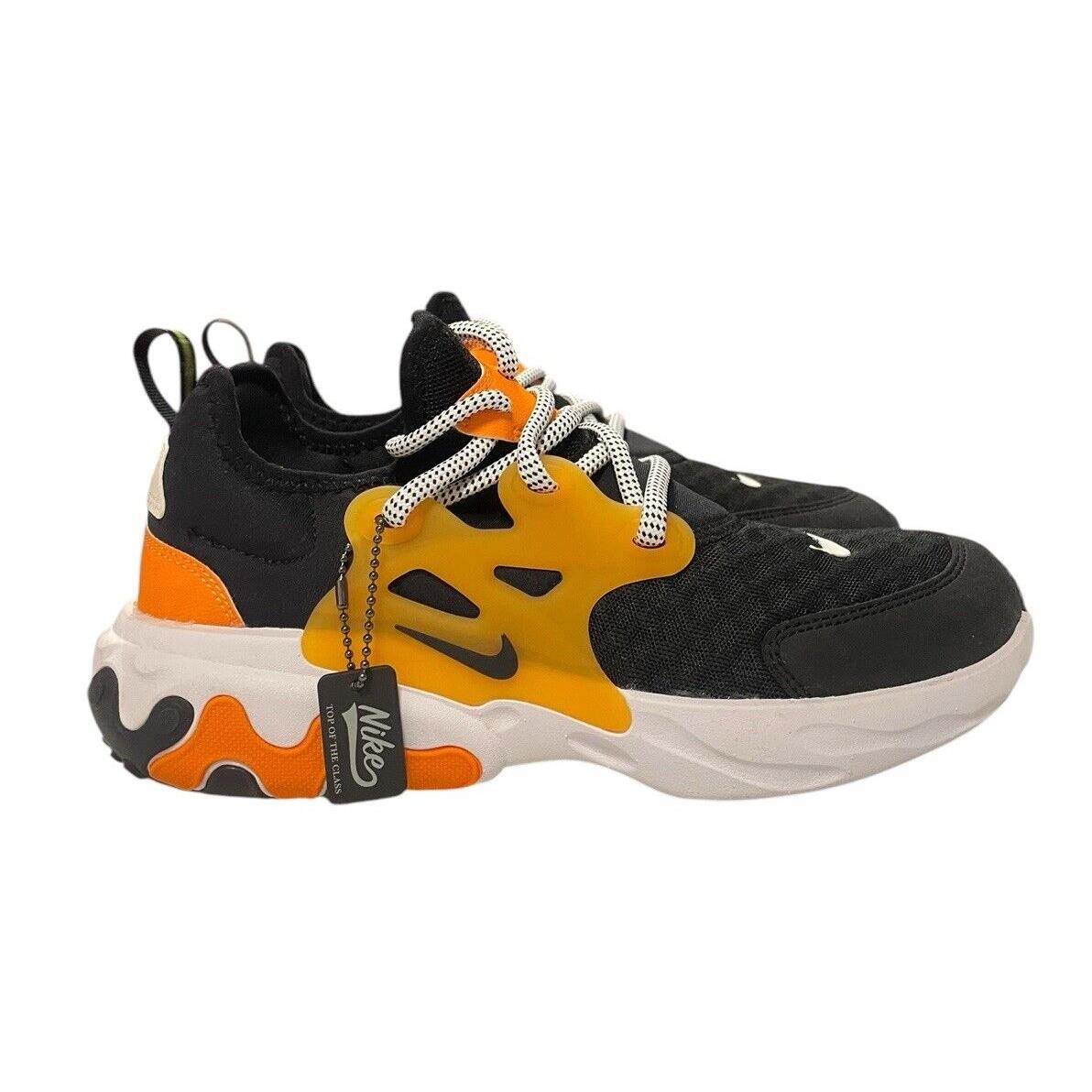 Nike React Presto GS 6Y = Women s 7.5 Casual Shoe Black White Orange Sneaker