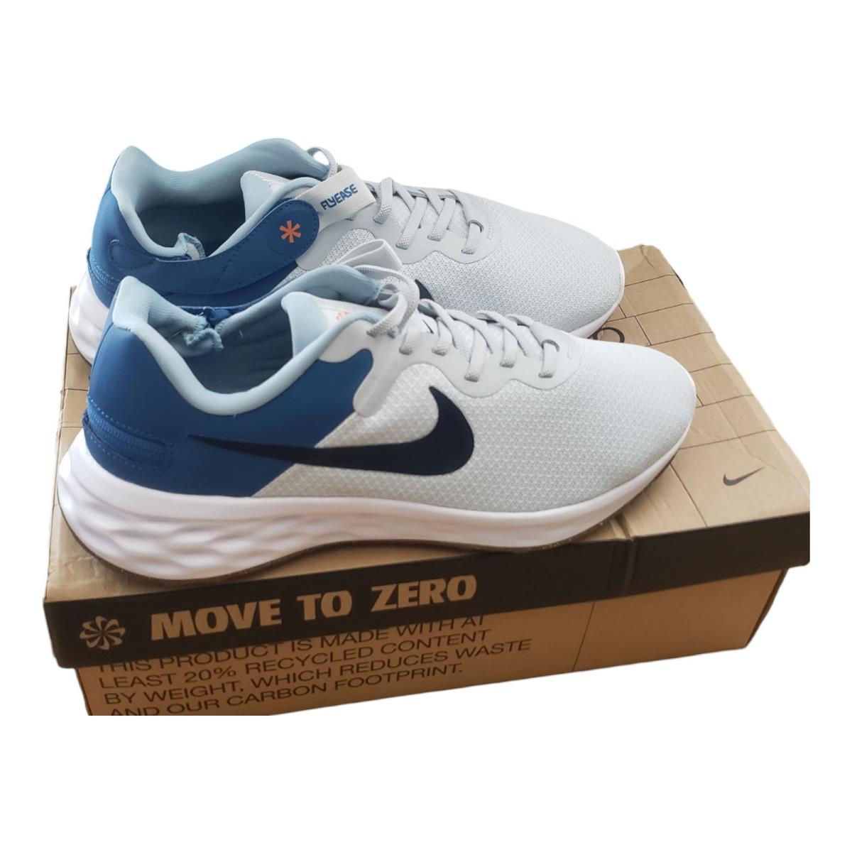 Size 11- Nike Revolution 6 Flyease Next Nature Extra Wide Pure Platinum / Blue - Blue