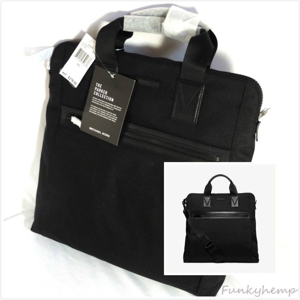 Michael Kors Men`s Black Parker Nylon Tote w Adjustable Strap