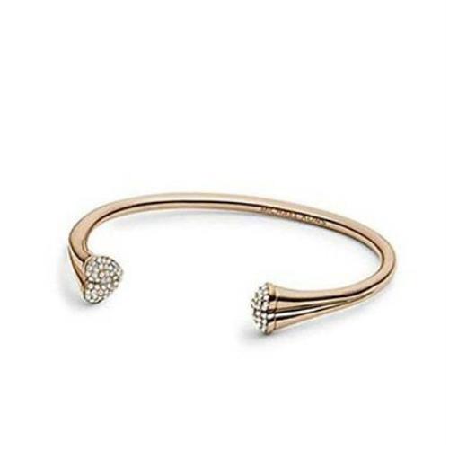 Michael Kors Gold Tone Heart Pave Crystal Cuff Bracelet MKJ3498